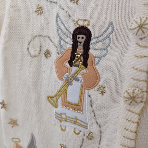 Vintage CB Collections Angel Embroidered Beaded Cardigan Size PM - Picture 5 of 7